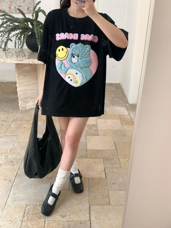 可愛立體毛毛小熊寬鬆T恤-4色 可愛立體毛毛小熊寬鬆T恤-4色