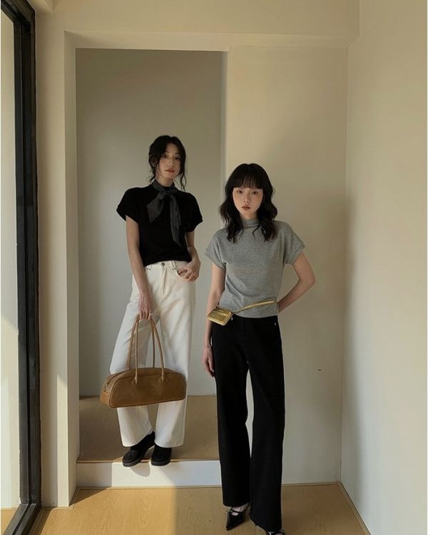 雙耳扣牛仔女高腰休閒直筒牛仔褲-2色 雙耳扣牛仔女高腰休閒直筒牛仔褲-2色