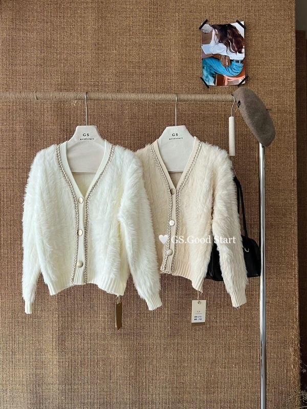 法式溫柔氣質仿水貂絨開衫保暖毛衣-2色 法式溫柔氣質仿水貂絨開衫保暖毛衣-2色