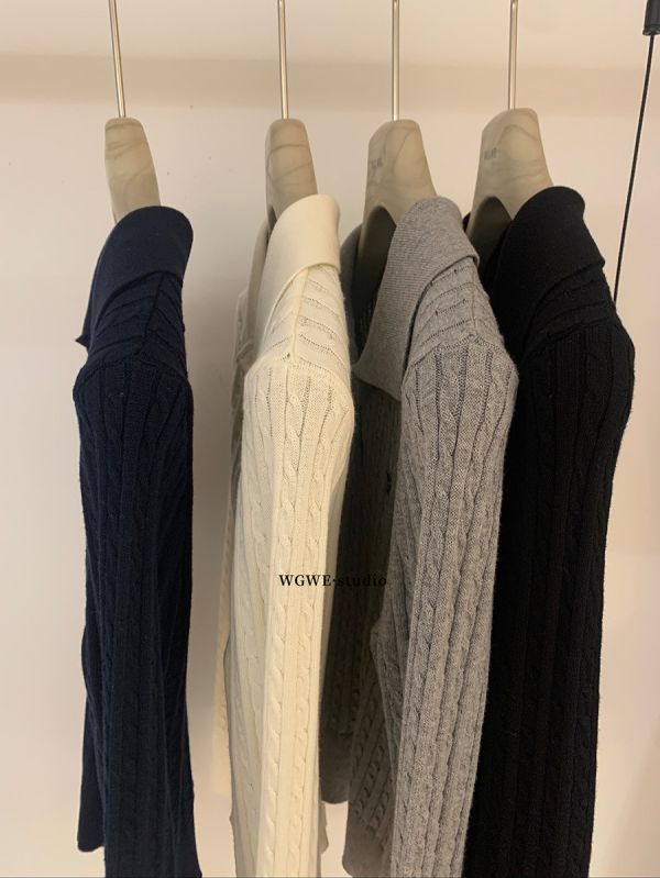 韓系簡約刺繡麻花百搭短款氣質上衣-4色 韓系簡約刺繡麻花百搭短款氣質上衣-4色