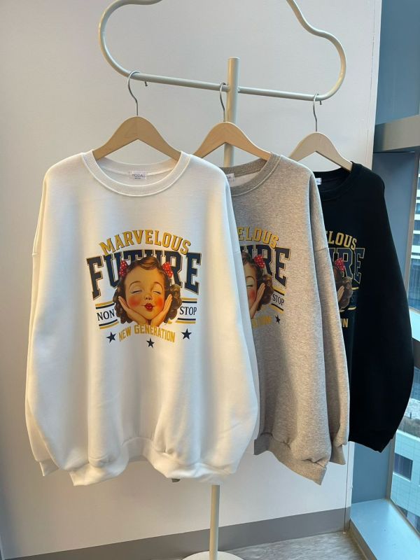 Korea 復古女孩印花休閒T恤-3色 Korea 復古女孩印花休閒T恤-3色