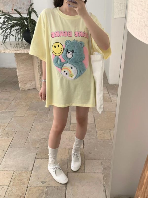 可愛立體毛毛小熊寬鬆T恤-4色 可愛立體毛毛小熊寬鬆T恤-4色