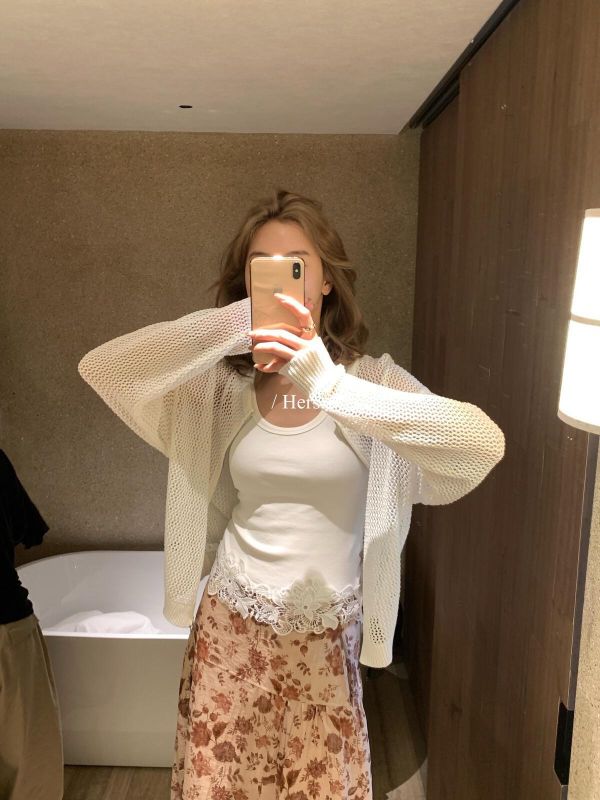 夏日慵懶風鏤空質感拉鍊針織開衫-4色 夏日慵懶風鏤空質感拉鍊針織開衫-4色