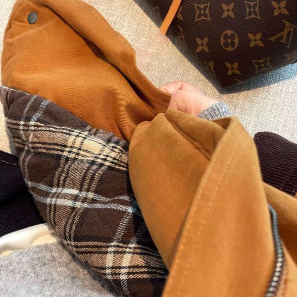 南瓜橘撞色翻領百搭工裝夾克外套 南瓜橘撞色翻領百搭工裝夾克外套