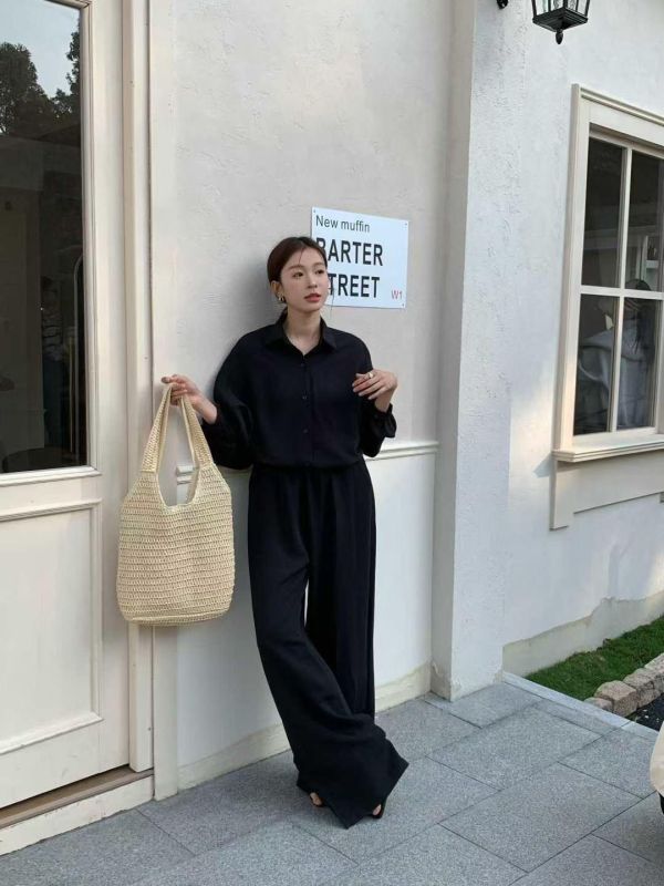 垂感仙氣 慵懶襯衫+寬褲SET-3色 垂感仙氣 慵懶襯衫+寬褲SET-3色