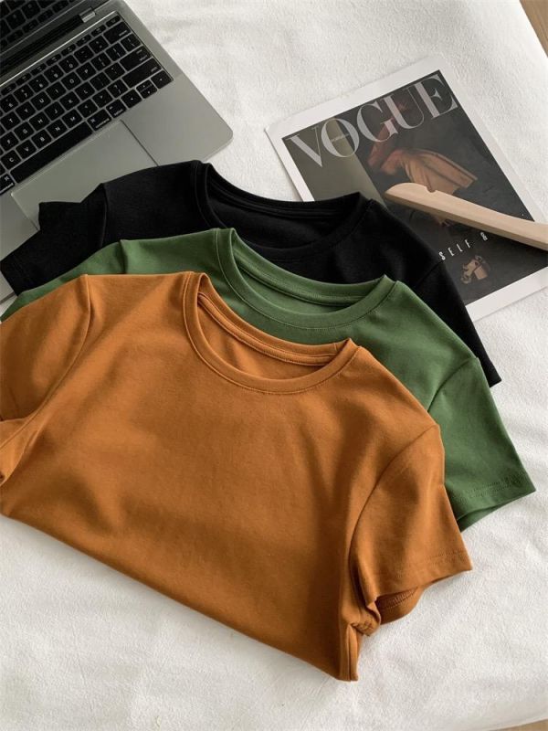 純色圓領正肩雲朵棉直筒T-6色 純色圓領正肩雲朵棉直筒T-6色