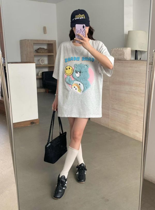 可愛立體毛毛小熊寬鬆T恤-4色 可愛立體毛毛小熊寬鬆T恤-4色