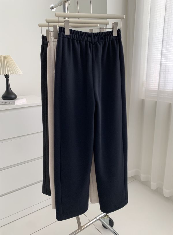 冬季窄版羊毛垂感鬆緊腰加絨休閒褲-3色 冬季窄版羊毛垂感鬆緊腰加絨休閒褲-3色