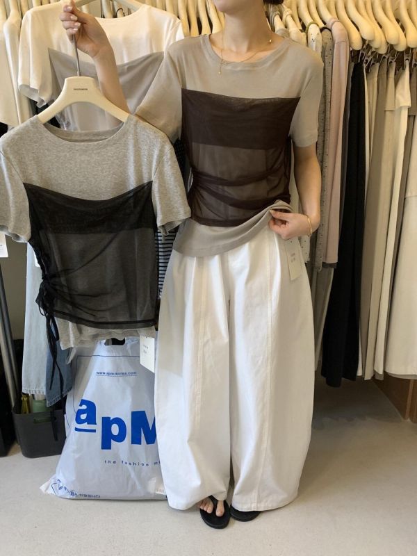 網紗拼接假兩件夏季小衫-3色 網紗拼接假兩件夏季小衫-3色