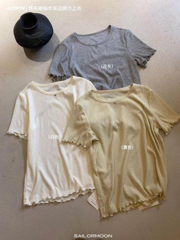 簡約百搭木耳邊針織薄款上衣-3色 簡約百搭木耳邊針織上衣-3色