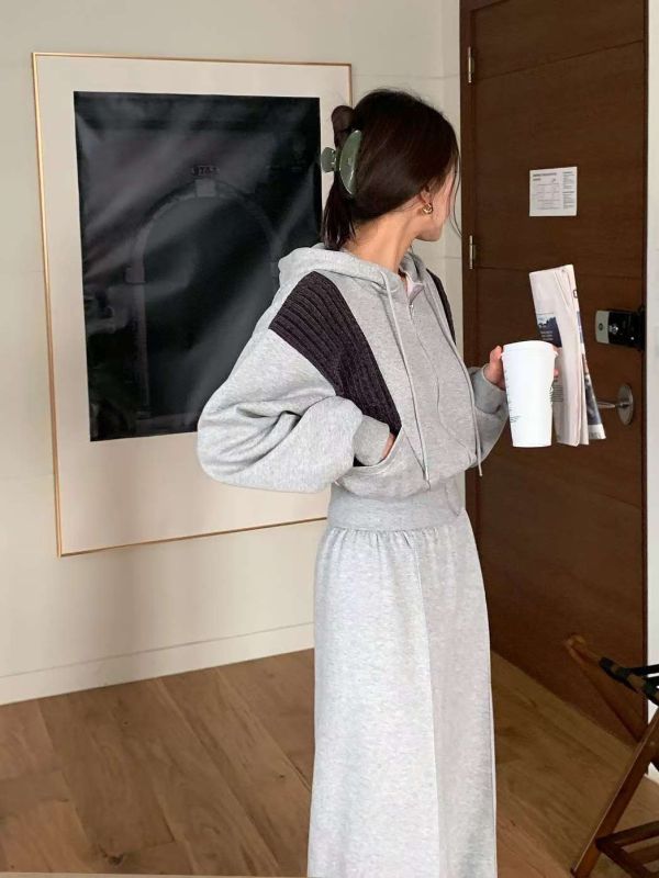 Korea 燈芯絨拼接外套+棉褲eet-2色 Korea 燈芯絨拼接外套+棉褲eet-2色