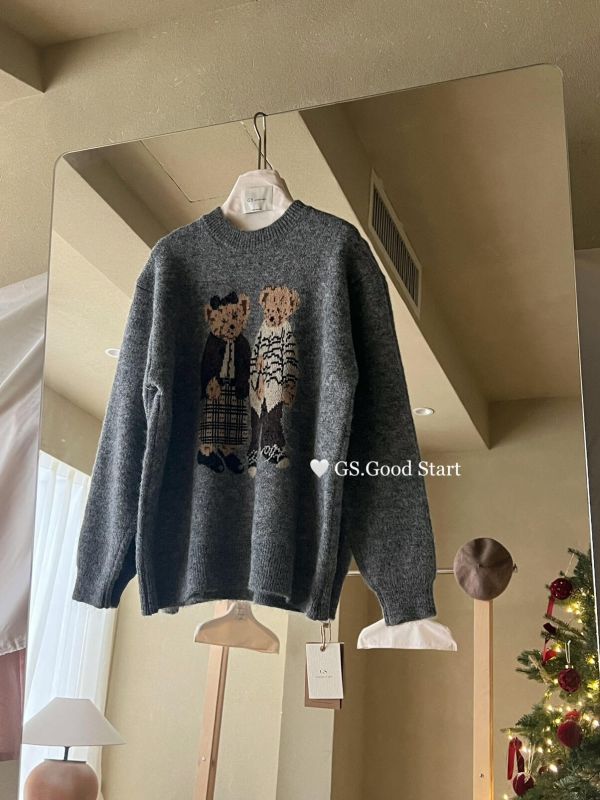 寬鬆小熊圖案 慵懶風保暖毛衣-3色 寬鬆小熊圖案 慵懶風保暖毛衣-3色