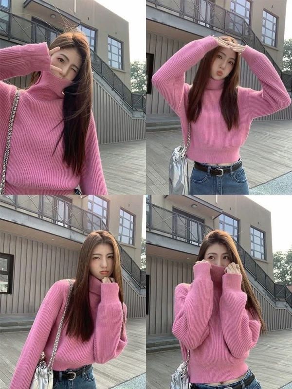 韓妞好比例高領短版氣質毛衣-4色 韓妞好比例高領短版氣質毛衣-4色