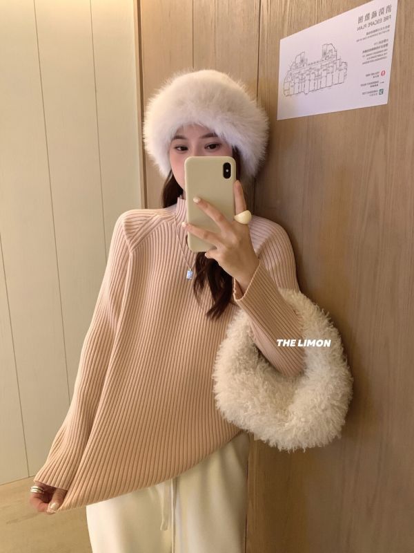 超多色～氣質百搭坑條顯瘦半高領針織 超多色～氣質百搭坑條顯瘦半高領針織