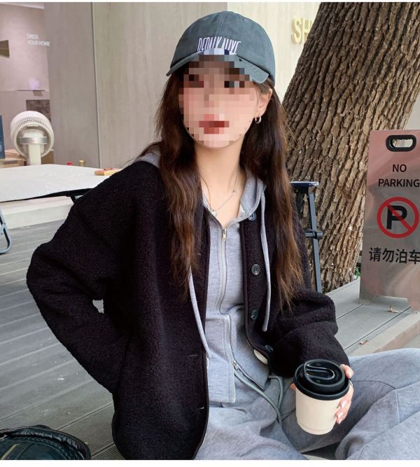 韓系仿羊羔絨圓領輕盈開衫外套-3色 韓系仿羊羔絨圓領輕盈開衫外套-3色