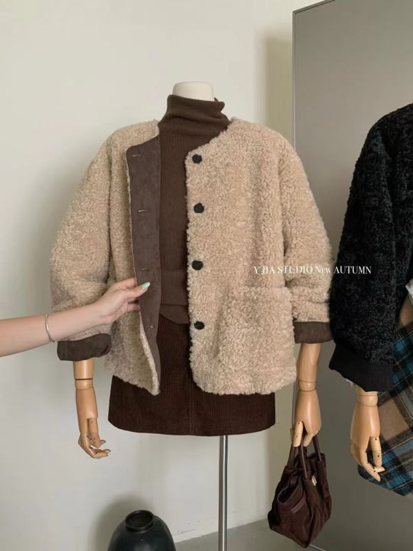 慵懶氣質保暖寬鬆毛毛外套-2色 慵懶氣質保暖寬鬆帽外套-2色