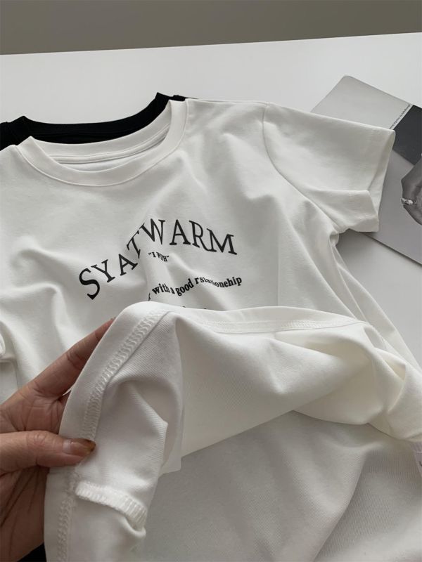 簡約字母印花棉百搭款上衣-2色 簡約字母印花棉百搭款上衣-2色