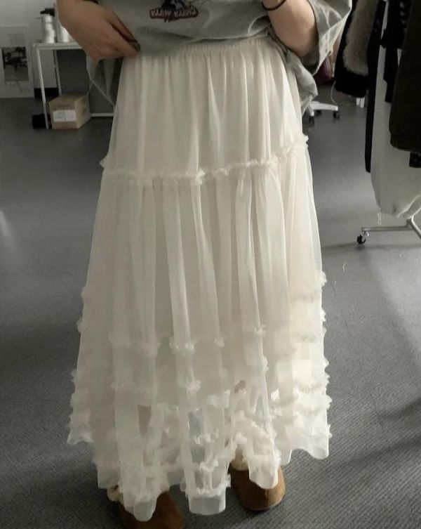 Korea 仙氣荷葉邊層次感紗裙-2色 Korea 仙氣荷葉邊層次感紗裙-2色