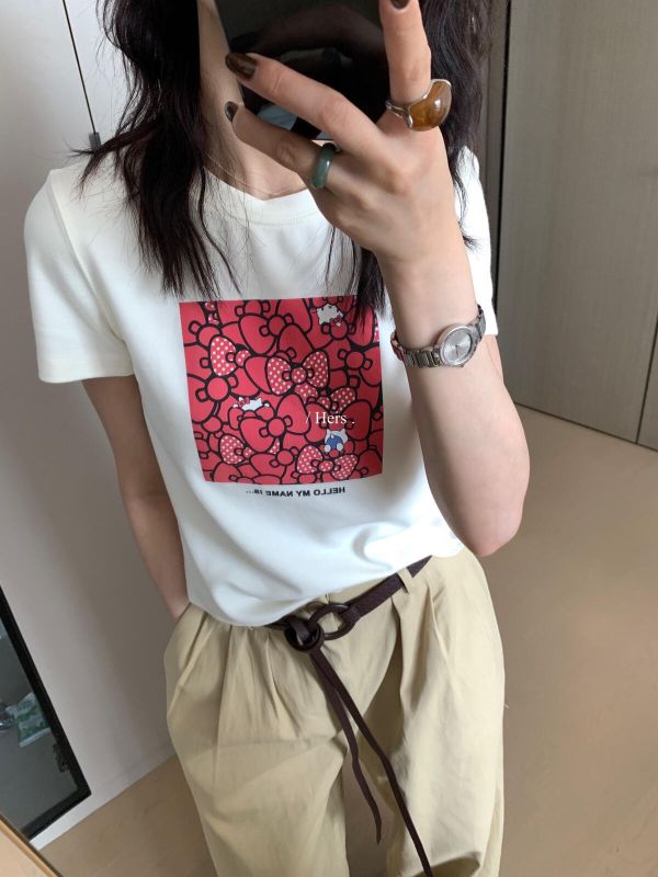 韓系簡約貓咪印花正肩圓領T-3色 韓系簡約貓咪印花正肩圓領T-3色
