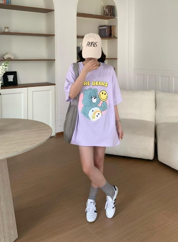 可愛立體毛毛小熊寬鬆T恤-4色 可愛立體毛毛小熊寬鬆T恤-4色