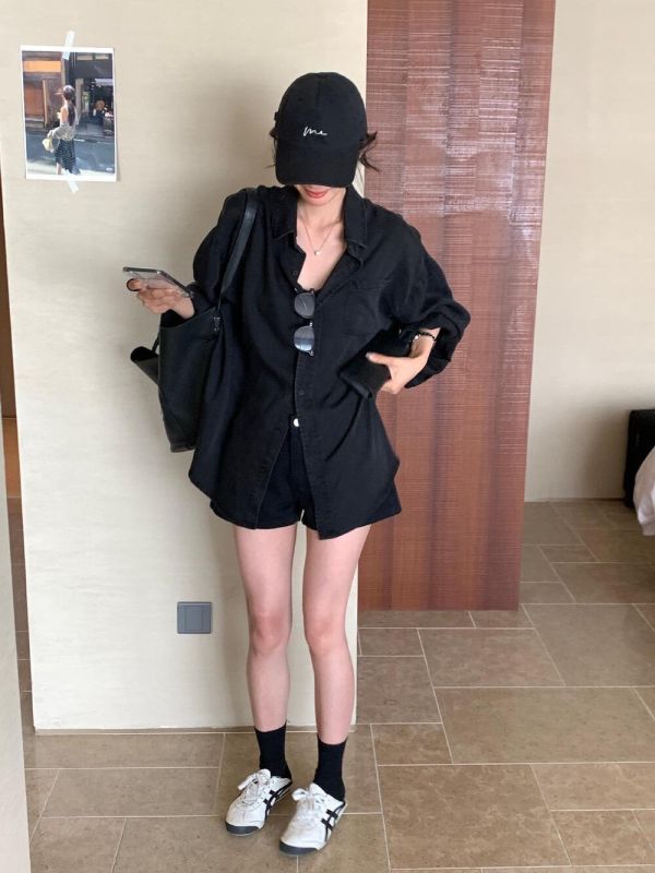 男友風復古天絲寬鬆防曬襯衫上衣 男友風復古天絲寬鬆防曬襯衫上衣