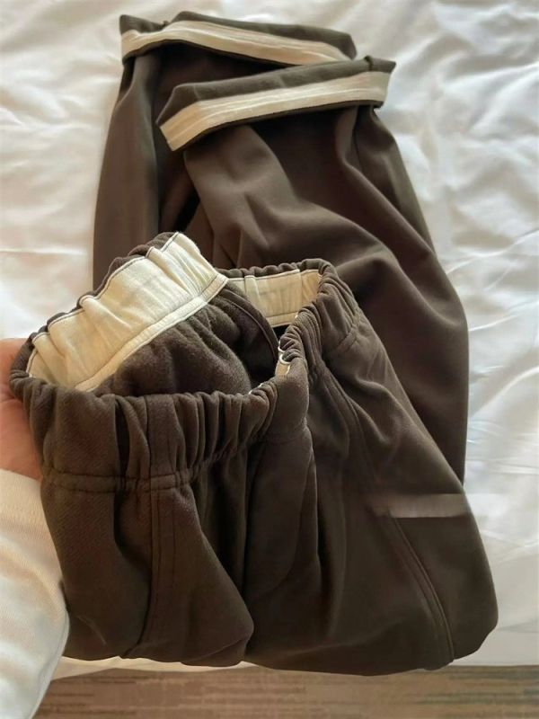 鬆弛慵懶風 垂感闊腿高腰遮胯顯瘦直筒褲-2色 鬆弛慵懶風 垂感闊腿高腰遮胯顯瘦直筒褲-2色