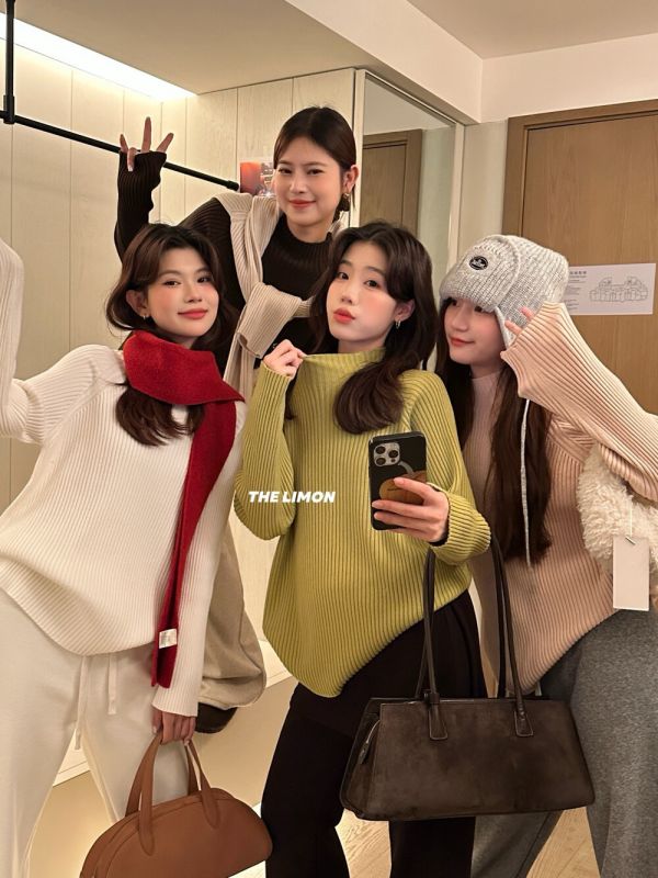 超多色～氣質百搭坑條顯瘦半高領針織 超多色～氣質百搭坑條顯瘦半高領針織