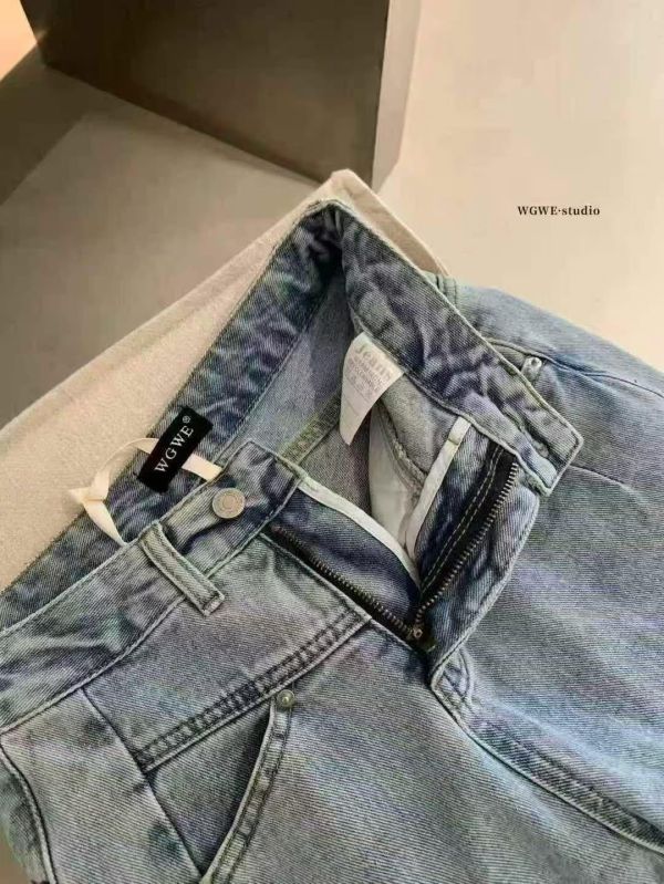 高腰直筒寬鬆五分牛仔褲 高腰直筒寬鬆五分牛仔褲