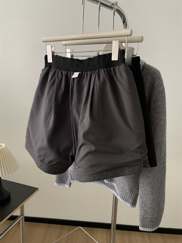 加厚毛呢顯瘦a字腿休閒短褲-2色 加厚毛呢顯瘦a字腿休閒短褲-2色