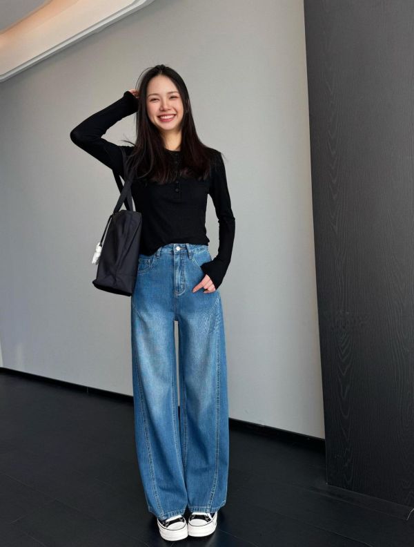 夏季薄款立體剪裁萊賽爾+棉氣質顯瘦高腰牛仔褲-2色 夏季薄款立體剪裁萊賽爾+棉氣質顯瘦高腰牛仔褲-2色