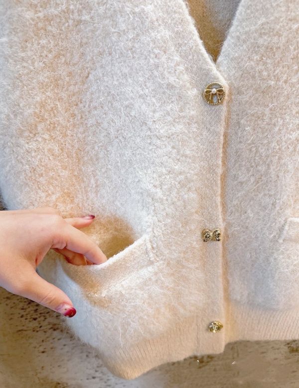 蝴蝶結扣 羊羔毛復古設計釦背心-5色 蝴蝶結扣 羊羔毛復古設計釦背心-5色