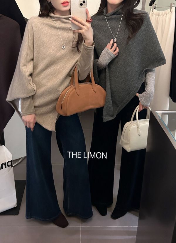氣質小立領 極簡不規則披肩斗篷針織衫-4色 氣質小立領 極簡不規則披肩斗篷針織衫-4色