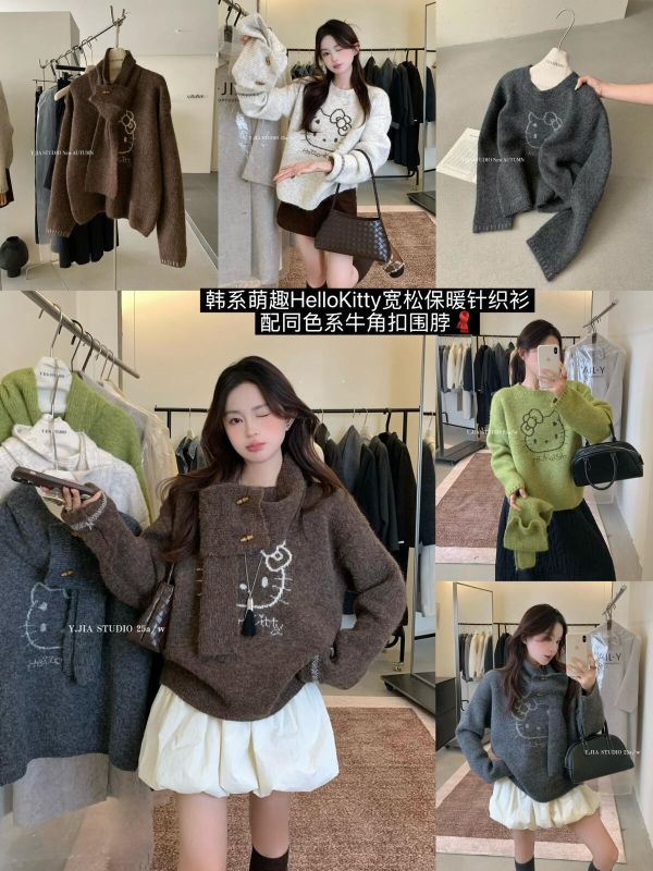 卡通提花圓領寬鬆毛衣-4色 卡通提花圓領寬鬆毛衣-4色