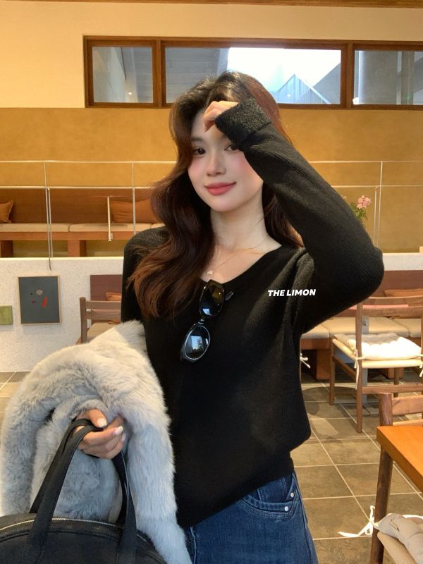 韓系設計感保暖一體絨U領針織上衣-20色 韓系設計感保暖一體絨U領針織上衣-20色