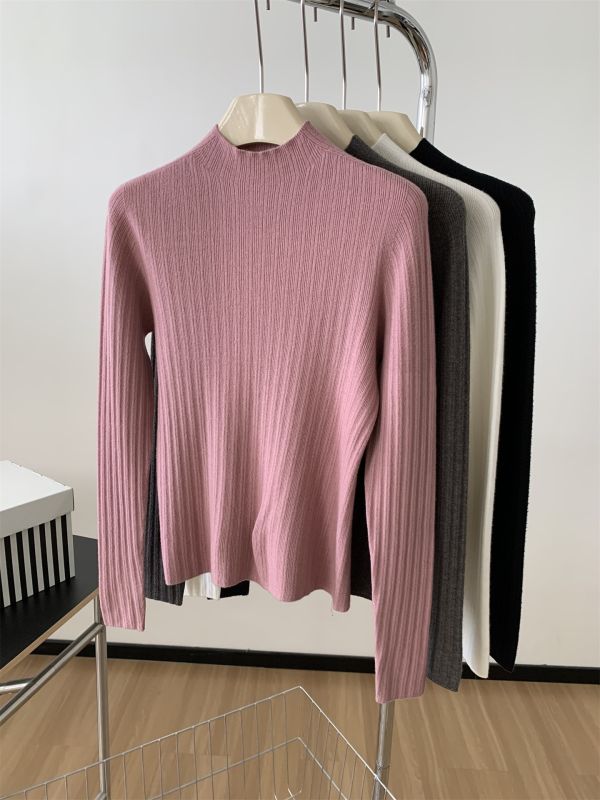 韓系無縫一體綿羊毛半高領針織打底衫-4色 韓系無縫一體綿羊毛半高領針織打底衫-4色