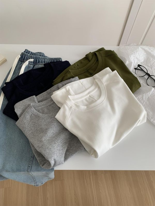 涼感雙縫線直角肩天絲圓領上衣-4色 涼感雙縫線直角肩天絲圓領上衣-4色