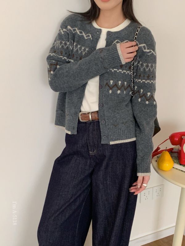 氣質文藝費爾島針織開衫-3色 氣質文藝費爾島針織開衫-3色