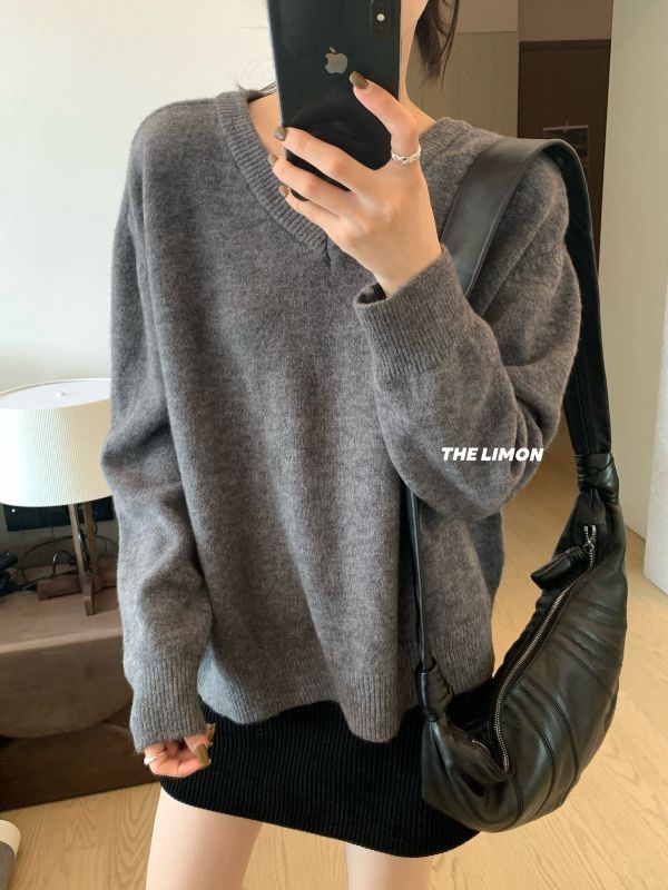 V領北極絨復古寬鬆百搭毛衣-11色 V領北極絨復古寬鬆百搭毛衣-11色