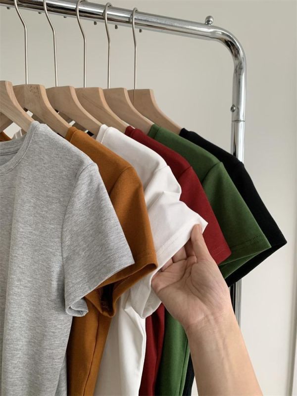 純色圓領正肩雲朵棉直筒T-6色 純色圓領正肩雲朵棉直筒T-6色