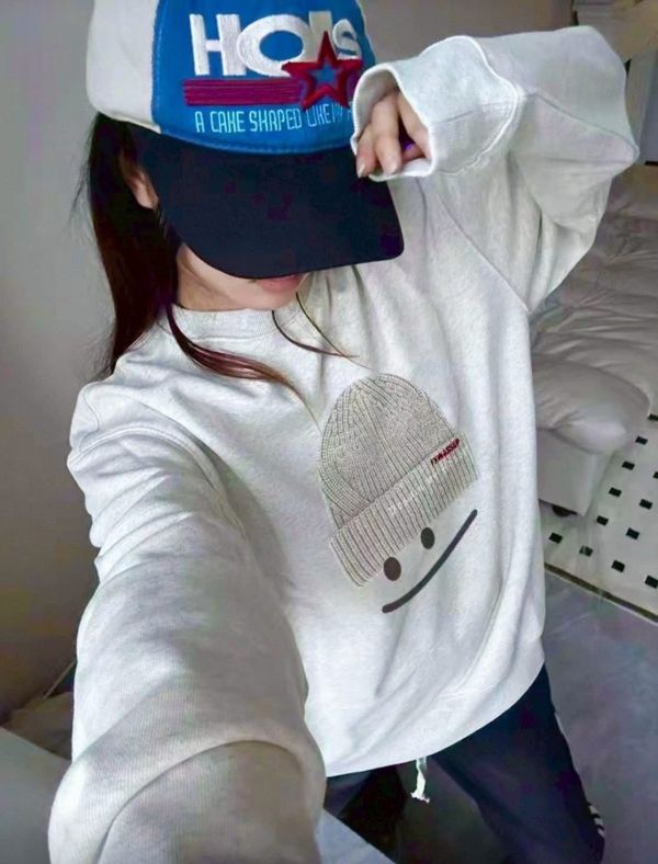 高質毛帽笑臉加絨寬鬆棉衣 高質毛帽笑臉加絨寬鬆棉衣