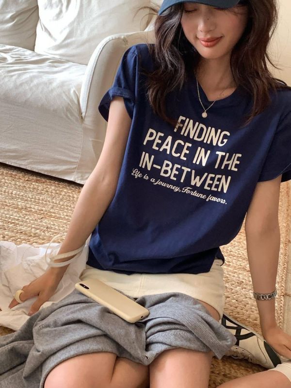 薄款減齡字母棉T-5色 薄款減齡字母棉T-5色