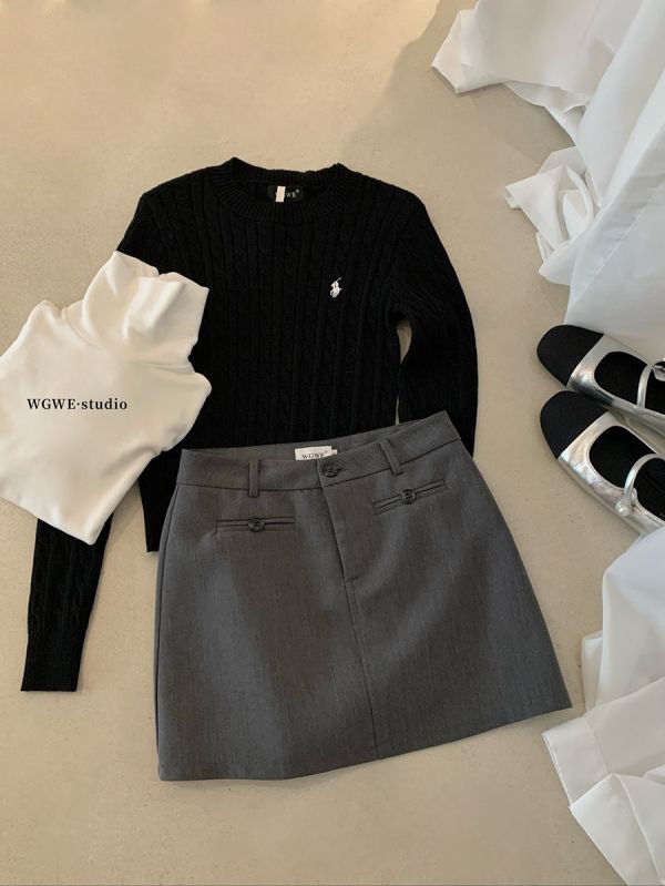 韓系休閒修身短款針織上衣-3色 韓系休閒修身短款針織上衣-3色