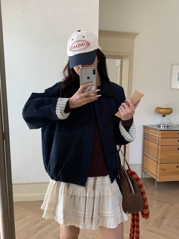 巴恩風 撞色翻領寬鬆夾克外套-3色 巴恩風 撞色翻領寬鬆夾克外套-3色