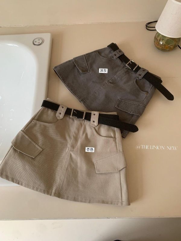 美式復古風氣質設計感高腰A字工裝裙-2色 美式復古風氣質設計感高腰A字工裝裙-2色