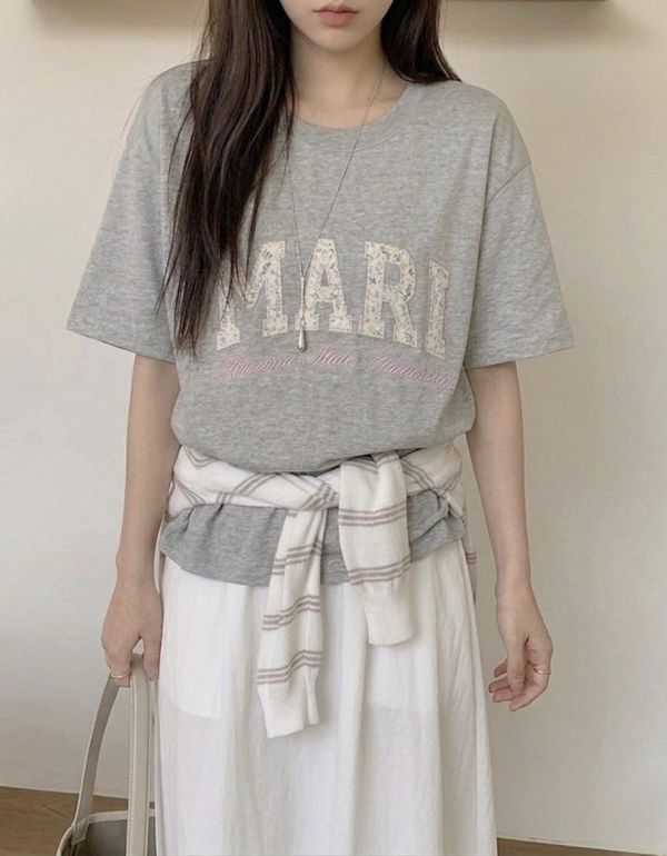 Korea 清新碎花字母休閒t恤-3色 Korea 清新碎花字母休閒t恤-3色