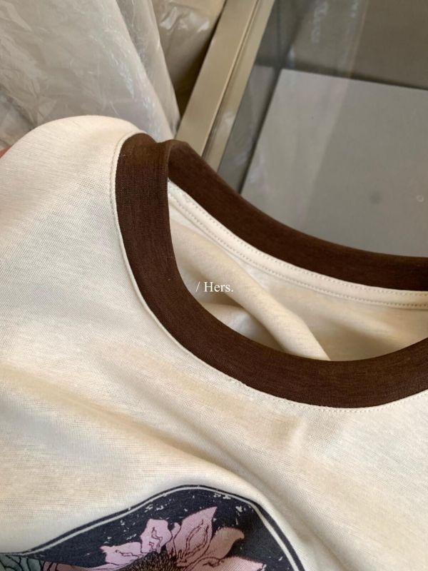 向日葵印花撞色圓領T恤-2色 向日葵印花撞色圓領T恤-2色