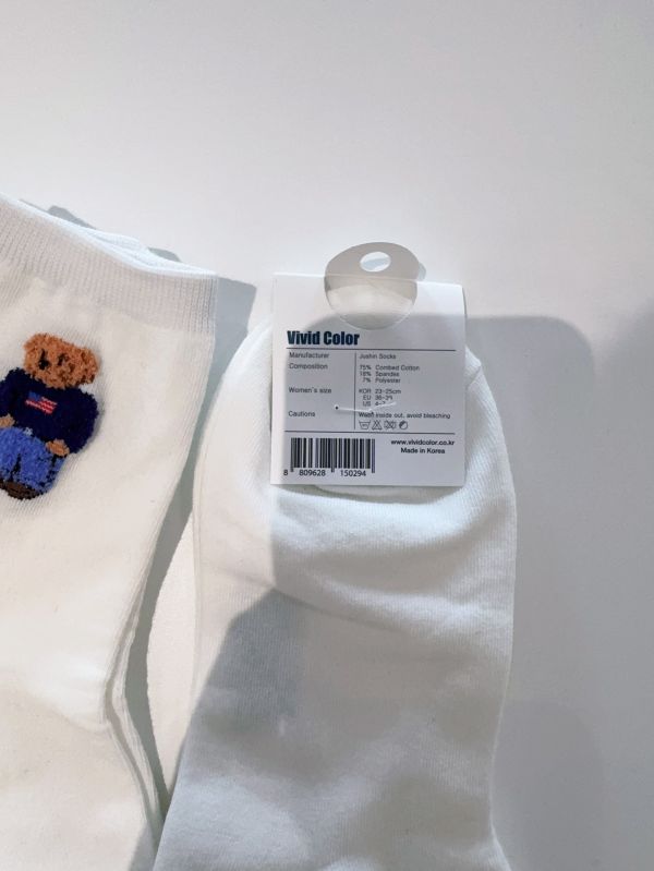 Korea 刺繡熊熊中筒襪 Korea 刺繡熊熊中筒襪