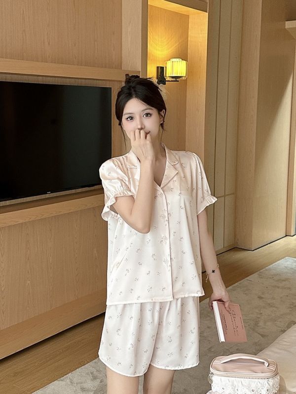 冰絲三件套 溫柔系少女粉舒適透氣睡衣 冰絲三件套 溫柔系少女粉舒適透氣睡衣