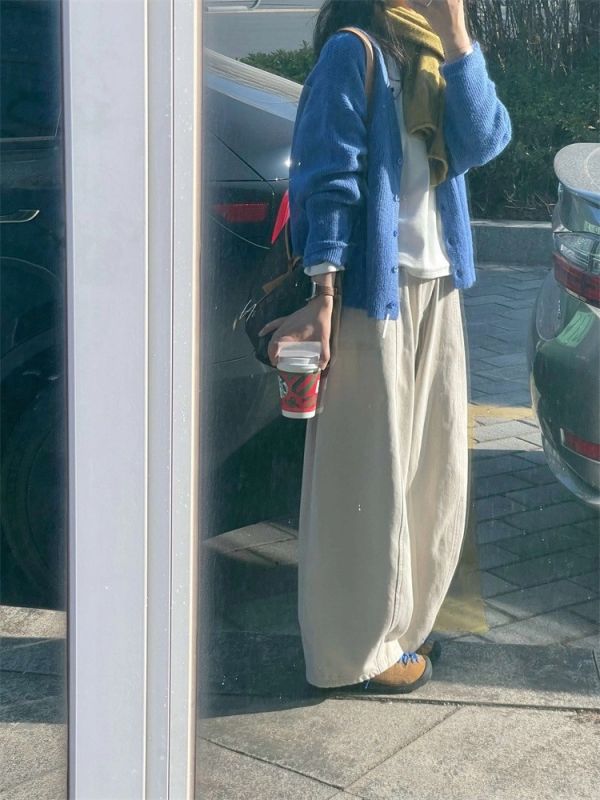 藍色顯白羊毛開衫百搭氣質針織上衣-4色 藍色顯白羊毛開衫百搭氣質針織上衣-4色