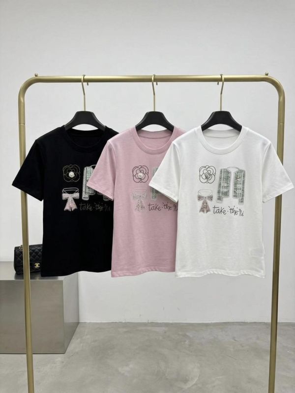 鑲鑽小香風T恤上衣-3色 鑲鑽小香風T恤上衣-3色